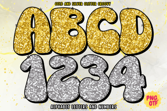 Gold and Silver Glitter Groovy: A Dazzling Retro Typeface